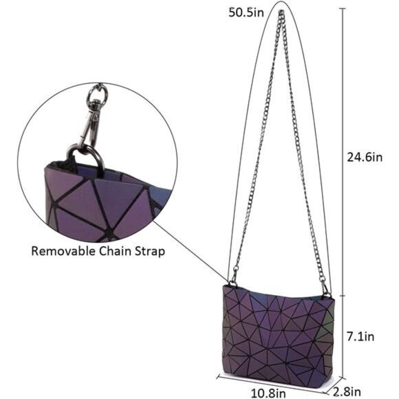 Geometric Luminous Purses & Handbags for Women Holographic Reflective Crossbody - Picture 5 of 7